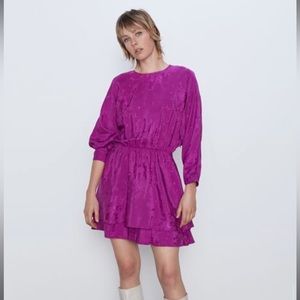 Zara Satin Effect Jacquard Dress